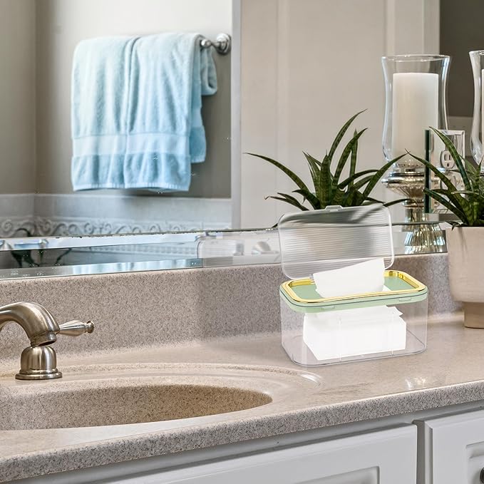 Baby Wipes Dispenser, Holder Container Large Capacity Keep Wipes Fresh & Easy to Open (Gold+Green)