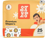 Hello Bello Diapers, Size 3 (14-24 lbs) Wild Cats, 25 Count of Premium Disposable Baby Diapers, Hypoallergenic with Soft, Cloth-Like Feel