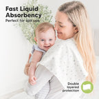 Organic Burp Cloths Baby Boy, Girl - 6-Pack Large Cotton Burping Cloths for Babies, Spit Up Rags, Super Absorbent, Ultra Soft Newborn Rag, Gender Neutral, Machine Washable, Durable (Neutrals)