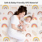 Foldable Baby Play Mat, PIGLOG 50x50 Playpen Mat, Waterproof Playmats for Babies and Toddlers Kids, Safe Foam Playmat for Tummy Time, Reversible Portable Baby Floor Mat for Infant, Colorful+Rain