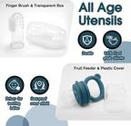 Baby Led Weaning Supplies, 17 Piece BPA-Free Silicone Feeding Set, Eating Essentials Baby Utensils with Suction Plate and Bowl, Pocket Bib, Sippy Cup with Lid, for 6+ Months, Blue