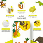 100% Cotton Crib Sheet – “Safari Friends” Jungle Animals Theme, Cute Breathable Bedding for Babies, Fits Standard Crib 52x28 Inches