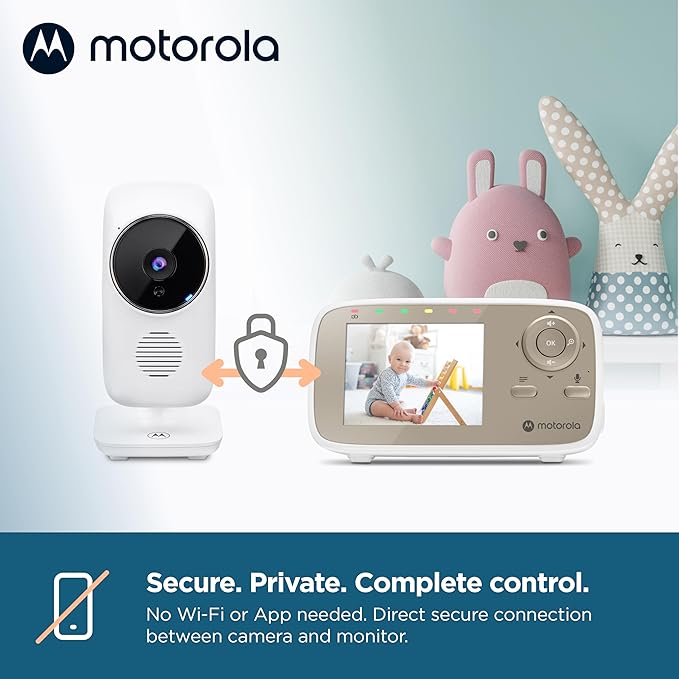 Motorola Nursery Baby Monitor with Camera and Audio, 2.8" Color Screen, Long Range VM483 with 2-Way Audio, Wireless, No WiFi, Remote Tilt/Zoom, Temperature Sensor, Night Vision