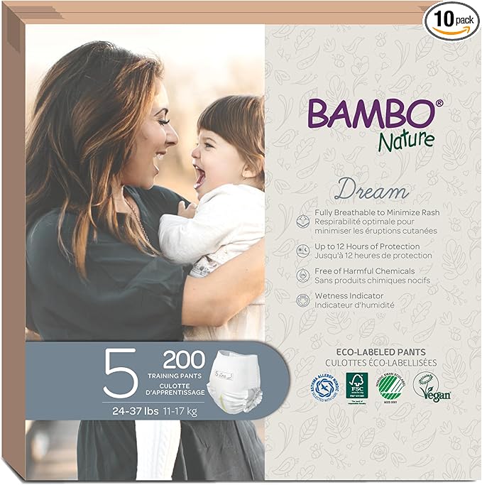 Bambo Nature Premium Training Pants (SIZES 4 TO 6 AVAILABLE), Size 5, 200 Count