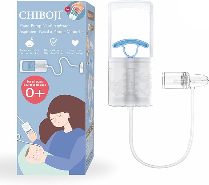 Chiboji Baby Nasal Aspirator – Powerful Hand Pump Nose Sucker | Booger Sucker with Rounded Non-Invasive Nozzle | Quiet and Strong Suction Nose Cleaner for Infants and Toddlers, Made in Taiwan
