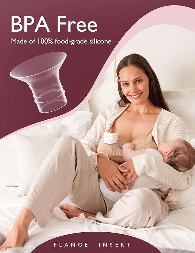 Momcozy Flange Insert 21mm Compatible with 24mm Flange/Shield of Most Pumps, Insert for Breast Pump Replacement Accessories, 4PCS 21mm