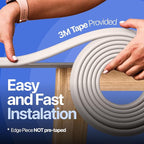 Furniture Edge 16.2ft & Corner Guards | Protective Foam Cushion | 15ft Bumper 4 Adhesive Childsafe Corners | Baby Child Proofing Foam Set and Safe for Table, Fireplace, Countertop | Brown