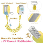 Zooawa Toddler Leash 2Pack, Toddler Kids Harness Anti Lost Wrist Link with Magnetic Lock, Reflective Safety Walking Harness Wristband Leashes for 2,3,4 Years Old Boys Girls, Yellow + Pink