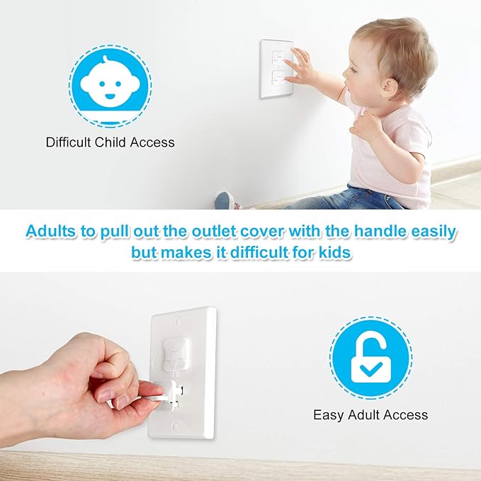 Mom's Choice Gold Awards Winner - Outlet Covers with Hidden Pull Handle Baby Proofing Plug Covers (45 Pack) 3-Prong Child Safety Socket Covers Electrical Outlet Protectors Kid Proof Outlet Cap