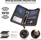 Polare Full Grain Leather Passport Holder Cover Case for Men and Women RFID Blocking Family Travel Wallet Holds 6 Passports