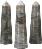 Amazing Gemstone Chrysoberyl Cats Eye Crystal Towers - Natural Healing Crystal Point Obelisk for Reiki Healing and Crystal Grid (2 Inch to 3 Inch)