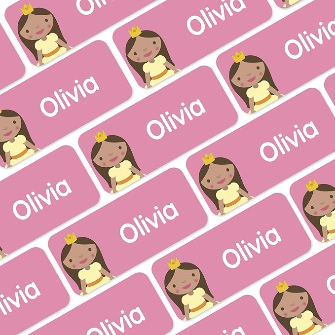 Personalized Name Labels for Kids (120) – Custom Waterproof & Durable Stickers for Clothing, Daycare, Office & School Supplies - Fairytale