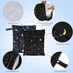 2pcs Travel Waterproof Laundry Bag, Cloth Diaper Wet Dry Bags with Handle & 2 Zipper Pockets, Reusable Washable Dirty Clothes Bag for Baby Adult Travelling Hanging, Bathing Beach Pool Daycare