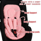 GFU Infant Car Seat Insert Head and Body Support, Reversible Newborn Insert for Carseat with Strap Pads, Soft Stroller Cushion Pillow Insert for Boys and Girls, Fits for Stroller, Swing, Red