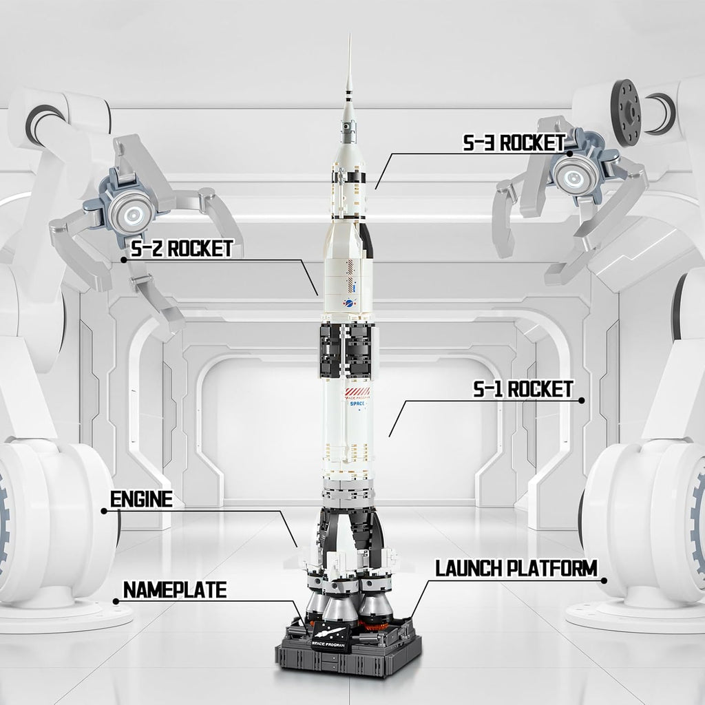 APENGBAOL Saturn V Space Rocket and Vehicles Building Blocks Set,613 Precision Space Shuttle Building Block Toys for Kids .Gifts for Adults