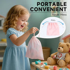 SCOM Reborn Baby Doll Accessories - 10 Pcs Feeding Set, Magic Disappearing Bottle with Milk & Juice, Pretend Play Toy with Alive Diaper & Magnetic Pacifier & Bib & Tableware, for Toddler Kid Gift Pink