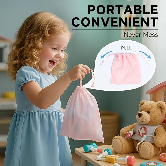 SCOM Reborn Baby Doll Accessories - 10 Pcs Feeding Set, Magic Disappearing Bottle with Milk & Juice, Pretend Play Toy with Alive Diaper & Magnetic Pacifier & Bib & Tableware, for Toddler Kid Gift Pink