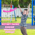 Ninja-Twister 360° Spin Handle: Slackline Swing Attachment for Kids - Activate Ninja Powers with Twist-Spin Flips! (Rose Red- Backyard/Playground Hang Toy)