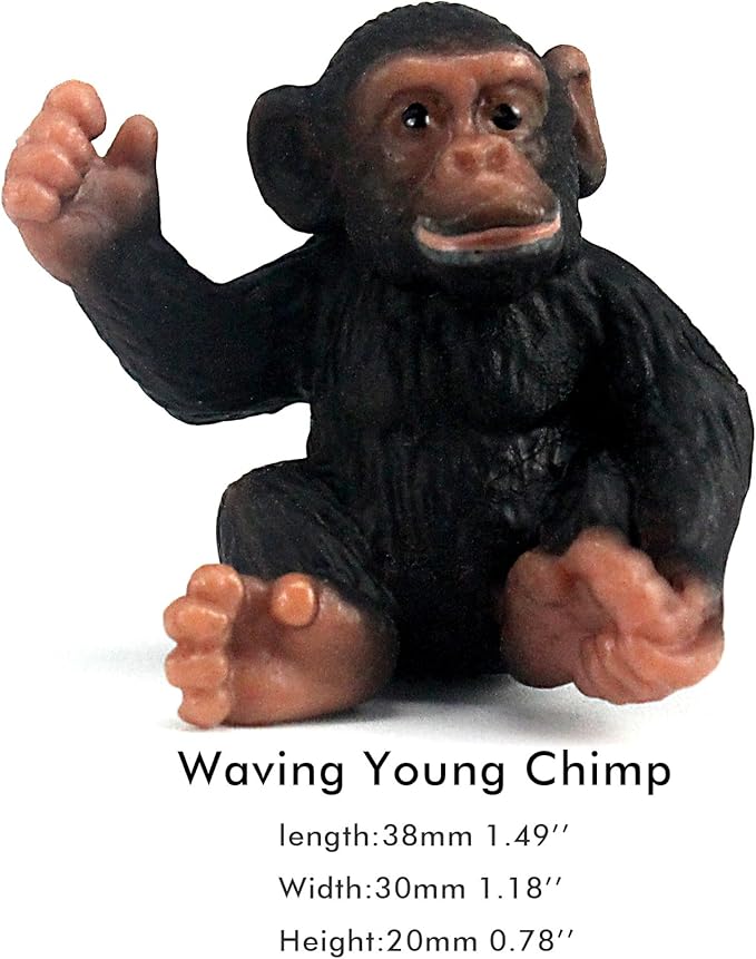 FUNSHOWCASE African Jungle Animals Young Chimp Chimpanzee Baby Toy Figure Realistic Plastic Figurine Height 1.4-inch