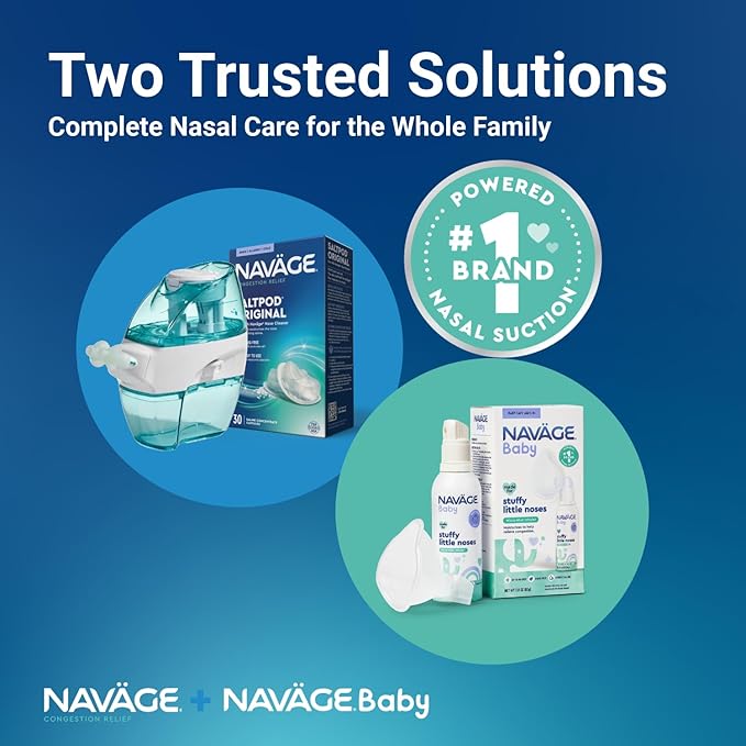 Navage Starter Kit with 30 SaltPods and Baby Mist Bundle – Natural Nasal Irrigation for Adults and Continuous Saline Mist for Baby Congestion Relief