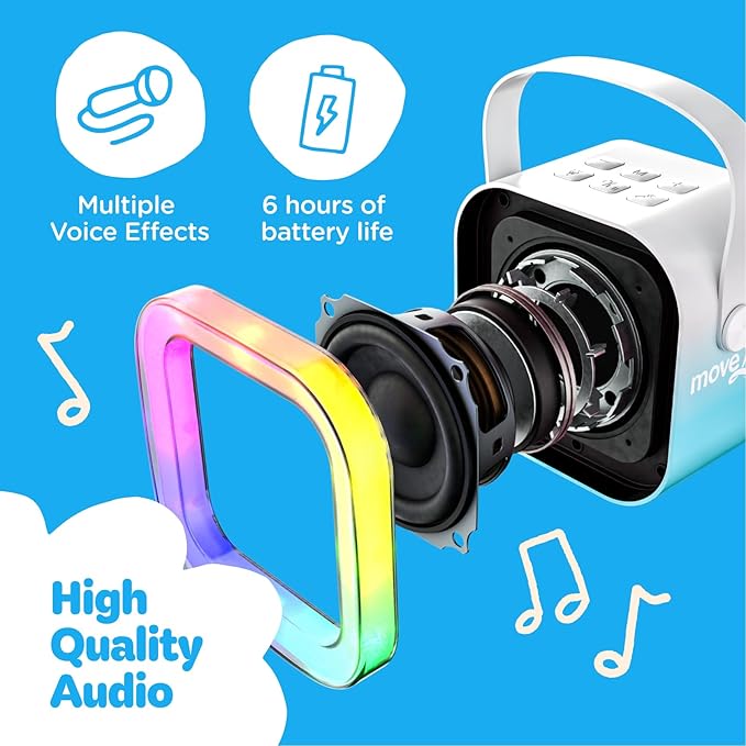 Move2Play, Karaoke Machine for Kids | Includes 20+ Kid Songs | 2 Microphones | Connect with Bluetooth | 3, 4, 5, 6, 7+ Year Old Gift | Toy for Girls, Boys, & Toddler | Birthday Present