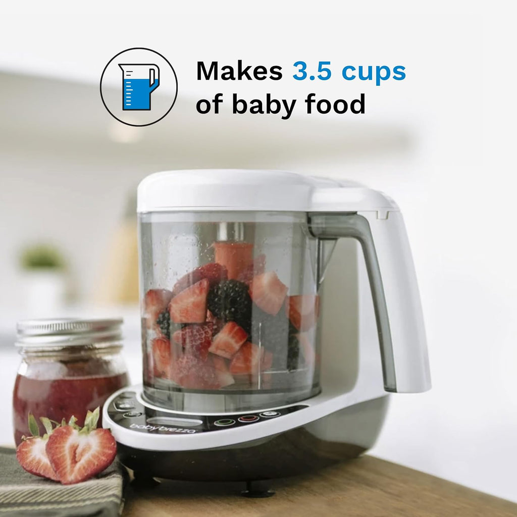 Baby Brezza One Step Baby Food Maker Deluxe – Auto shut Off, Dishwasher Safe Cooker and Blender to Steam + Puree Organic Food for Infants + Toddlers - Set of 3 Pouches + 3 Funnels