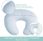 iEvolve Minky Nursing Pillow Cover Breast Feeding Pillow Cover Slipcover U Shape for Baby Boy Girl,Cover Only(Babyblue&Lightbeige, Pack of 2)