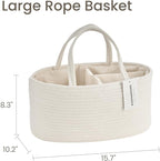 Diaper Caddy Organizer, Empty Gift Basket for Newborn Essentials, Baby Storage Basket, Stylish Gift Bag for Baby Shower, Boys and Girls – Large, Off White