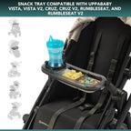 Snack Tray Fits for UPPAbaby Vista V3/Vista V2/Vista/Cruz/Cruz V2/ RumbleSeat/RumbleSeat V2, Updated Snack Tray with Two Snack Compartments & Cup Holder, Quick Attachment, Stroller Accessories