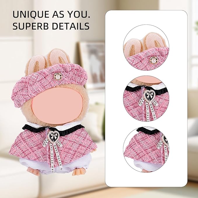 5 Complete Style Clothes Sets for 17cm Dolls - Hat & Overalls Dress Up Outfit for 17cm 15cm Dolls,Designer Outfits Bundle with Luxury/Cute/Sporty Themes, Gift for Doll Lovers (Cool, 17cm/15cm)