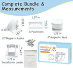 12 Pack Magnetic Cabinet Locks Baby Safety Child Proofing Invisible Locks No Drill Easy Installation for Cabinets Drawers Doors