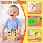 Busy Board with LED Light, Wooden Sensory Toys for Toddler, Montessori Music Toy for Airplane, Travel Activity Educational Learning Autism Toys, Birthday Boys Girls Gifts