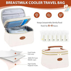 PIIOSER Breast Milk Cooler Bag with 2 Ice Pack, Fit 6 Freeze Breastmilk Storage Bags Up to 8Oz, Insulated Baby Bottles Tote Bag for Daycare and Breastfeeding Mom, Black(Cream-XS)