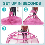 Alvantor Pop Up Playpen- 7'x7'x44”Baby Playpen Large Kids Play Tent Portable and Foldable Playpen Indoor/Outdoor Play Yard with Protective Mesh, UV SPF 50+ Sunshade, and Soft Foam Floor, Pink