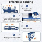 TPN Collapsible Baby Bathtub, Baby Bath Tub with Soft Cushion & Real-Time Thermometer, Baby Bathtub Infant to Toddler Tub (0-36 Months), Portable Travel Baby Tubs for Newborns (Navy Blue)