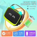 Mgaolo Upgraded Mini Karaoke Machine Toy for Kids, Portable Bluetooth Speaker with 2 Wireless Mics, Emoji & Colorful LED Lights, Home Travel & Party Play Gifts for Boys Girls (Green)