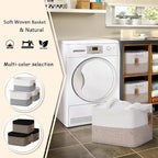 COMFY-HOMI Cotton Rope Woven Basket with Handles for Shelves,Toys,Book, Cloth Storage Baskets for Organizing-13.5" x 11" x 9.5" Toy Decorative Organizer for Living Room, Bathroom （White/Brown）