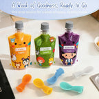 Infant Feeding Essentials & Baby Food Pouches Attachable Toppers: Seamless, Non-Drip Spoons for Baby's Diet, Compatible with Assorted Pouch Forms, Perfect for Infants 3+ Months, Pack of 5