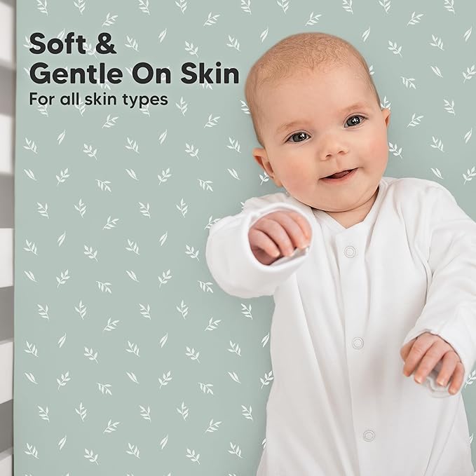 KeaBabies 2-Pack Organic Crib Sheets for Boys, Girls - 52x28 Fitted Crib Mattress Sheet Neutral, Breathable Jersey Cotton Cover for Baby Bed, Toddler Mattress, Soft & Cute Prints (Prairie)