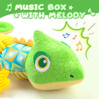 Baby Toys 0-6-12 Months, Musical Stuffed Animal Activity Soft Toys with Multi-Sensory Crinkle,Rattles and Textures,Infant Tummy Time Toys for Newborn Boys Girls,Dinosaur,Green