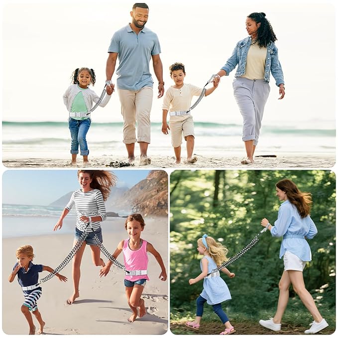 Accmor Toddler Waist Leash + Anti Lost Wrist Link with Lock, Hands-Free Baby Safety Belt Kids Elopement Leash Child Secure Public Walking Tether for Two Children & Special Needs ADHD/ASD Autistic