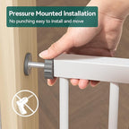 BABELIO 29-55 Inch Extra Wide Baby/Dog Gate, Metal Auto Close, Pressure Mounted Pet Door for Doorways, NO Need Tools and Drilling, with Wall Cups, White