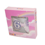 Sixth Birthday Hair Bow for Baby Girls 1 2 3 4 5 6 Years Sprinkle Decorations Party Hair Clip Accessories for Six 6th Birthday Glitter Purple Rose