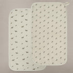 Oilo Burp Cloth 2-Pack Set, Large (12" X 22"), Organic Premium Cotton 4-Way Muslin, Luxuriously Soft, Super Absorbent, & Durable, Machine Washable, Mushroom & Squirrel