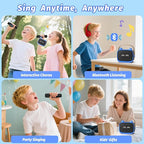 Mini Karaoke Machine Toys Gifts,Kids Portable MP3 Player with 2 Wireless Microphone and LED,Christmas Birthday Gifts for Girls Boys 3 4 5 6 7 8+ Year Old (Blue)