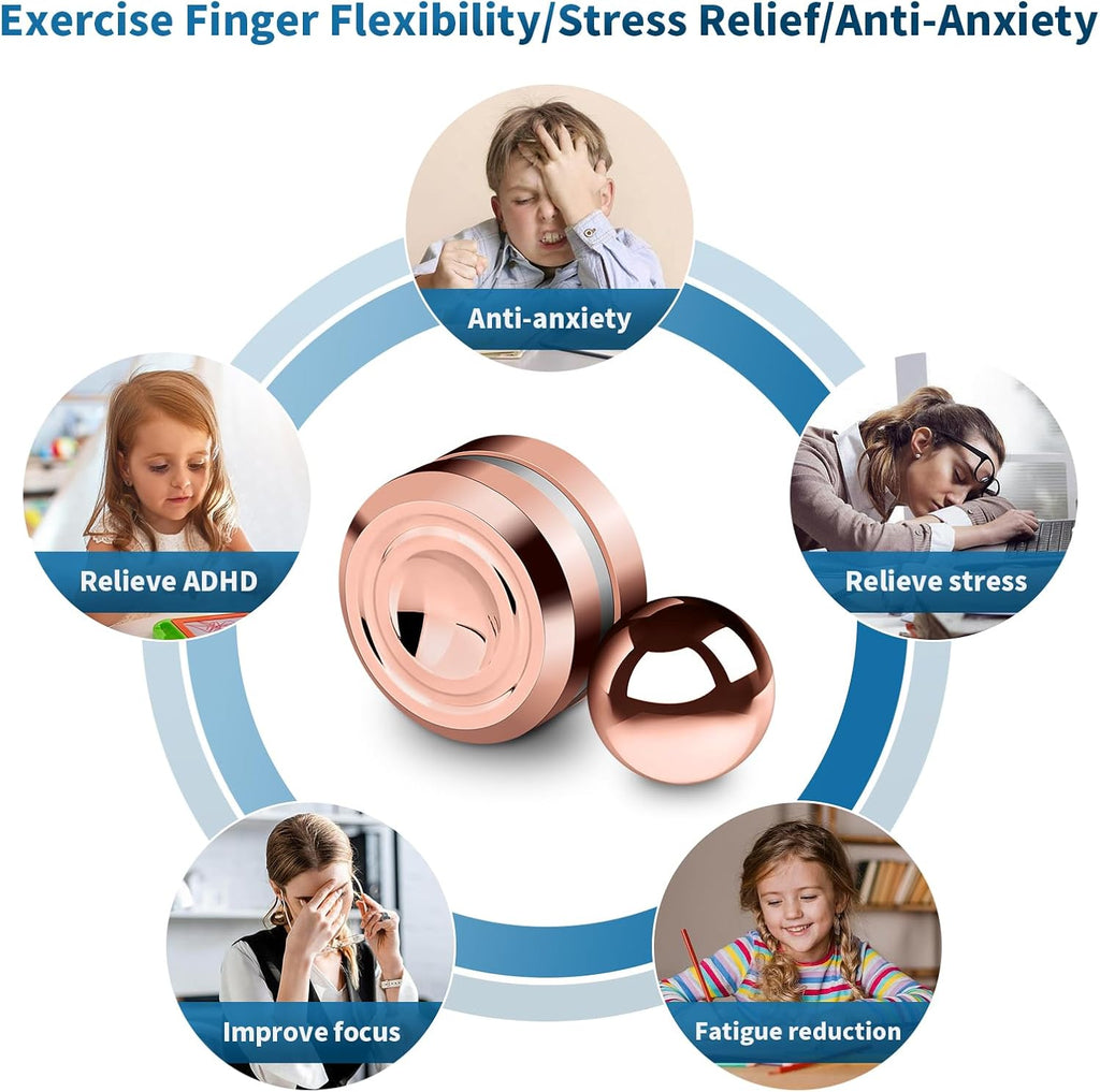 Fidget Slider Toy,Steel Ball Orbiter Magnetic Slider Sensory Toys,360° Rotation Anxiety Stress Relief Toy for Adult,Students ADHD,ADD Autism,Rose Red