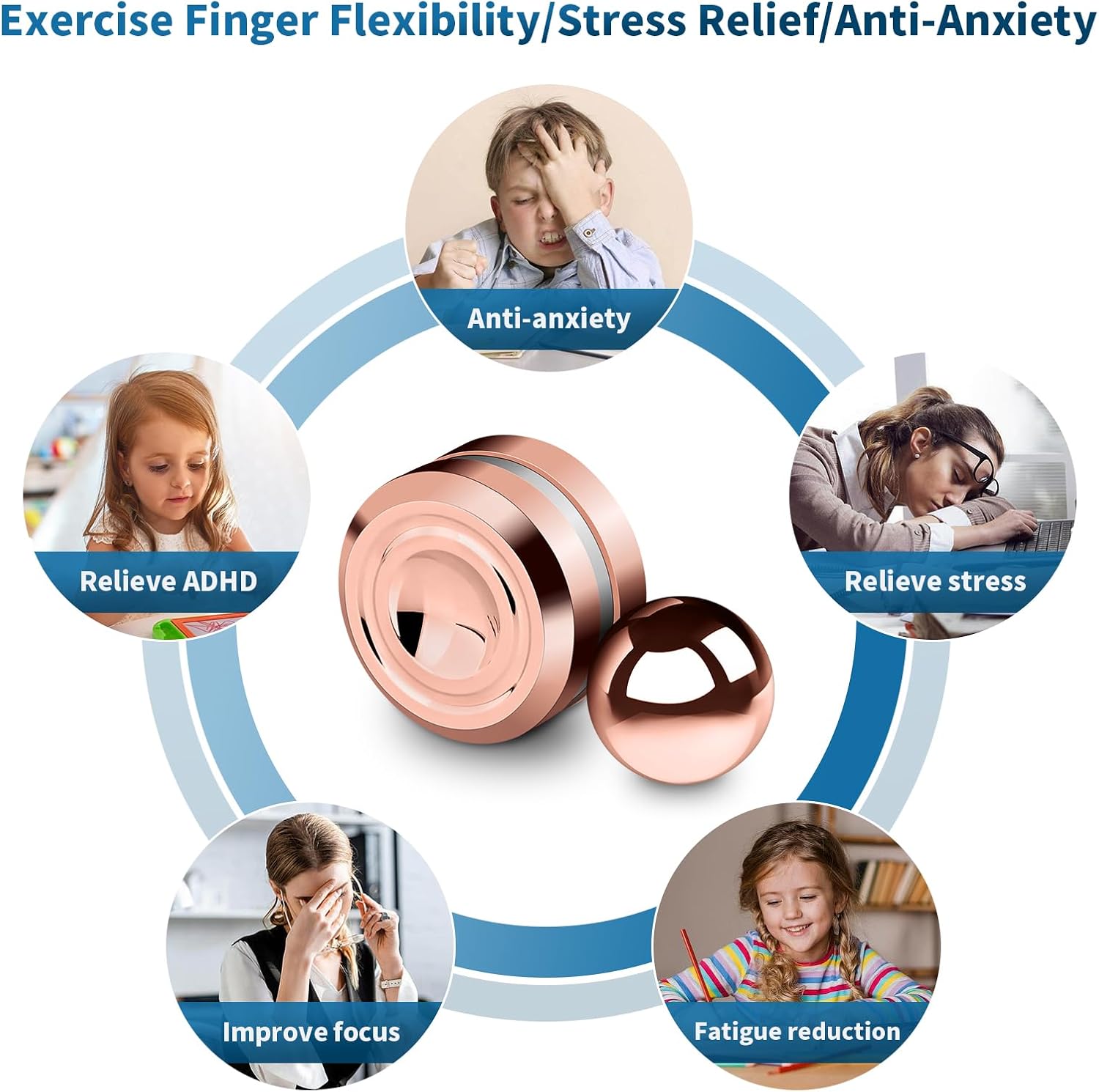 Fidget Slider Toy,Steel Ball Orbiter Magnetic Slider Sensory Toys,360° Rotation Anxiety Stress Relief Toy for Adult,Students ADHD,ADD Autism,Rose Red