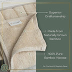Vanilla Facial Washcloths Set of 6 Soft Cloths 10” x 10” 100% Viscose Derived from Bamboo Spa-Like Feel Silky Face Cloth for Skin Cleansing