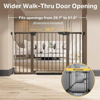 Cumbor 29.7"–51.5" Extra Wide Baby Gate for Stairs, Pressure-Mounted Dog Gates for Doorways & Hallways, Auto-Close Walk-Through, No-Trip Design, Child Proof Safety, Dog/Pet Gate for Indoor Use, Brown