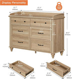 WAMPAT Kids Dresser for Bedroom with 6 Drawers, Oak Baby Dresser with Wide Chest of Drawers, Farmhouse Kids Closet Storage Organizer, Wood Dressers for Living Room, Nursery, Hallway